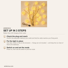 Rattan Glow LED Hanging Globe Lights — how to set up