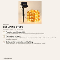 Solstice LED Copper Fairy Lights, Solar — how to set up