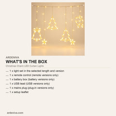 Christmas Charm LED Curtain Lights — what's in the box