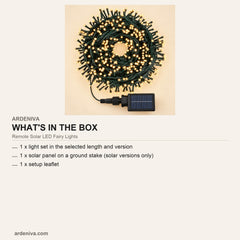 Remote Solar LED Fairy Lights — what's in the box