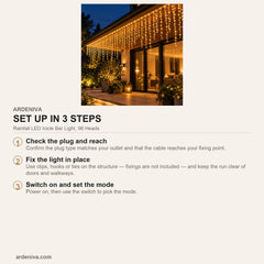 Rainfall LED Icicle Bar Light, 96 Heads — how to set up