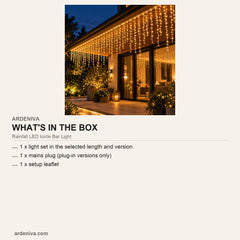 Rainfall LED Icicle Bar Light, 96 Heads — what's in the box