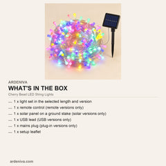 Cherry Bead LED Solar String Lights — what's in the box