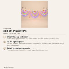 Peacock Fan LED Net Light — how to set up