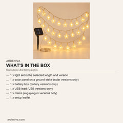 Starbubble LED Solar String Lights — what's in the box