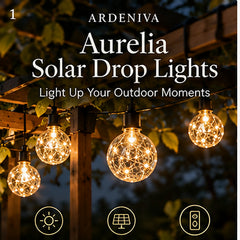 Aurelia Solar Drop Lights — warm-white micro lights, solar powered with remote included