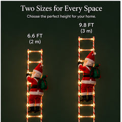 Climbing Santa ladder light illustration comparing 2 m and 3 m sizes