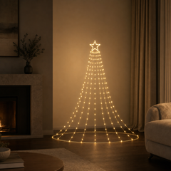 Starlace warm white tree-shaped light display in a modern living room