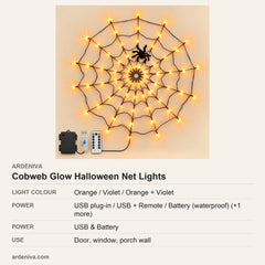 Cobweb Glow LED Halloween Net Lights — specifications