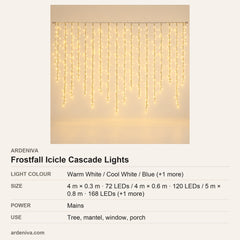 Frostfall LED Icicle Cascade Lights — specifications