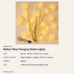 Rattan Glow LED Hanging Globe Lights — specifications