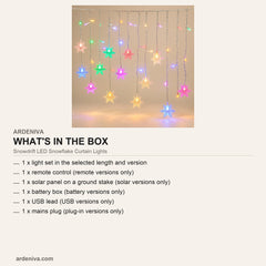 Snowdrift LED Snowflake Curtain Lights — what's in the box
