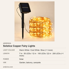 Solstice LED Copper Fairy Lights, Solar — specifications