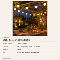 Globe Festoon LED String Lights, 5 cm — specifications