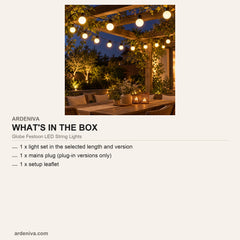 Globe Festoon LED String Lights, 5 cm — what's in the box