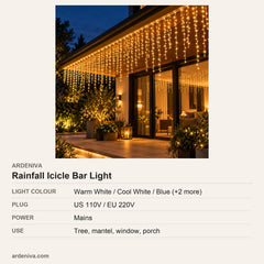 Rainfall LED Icicle Bar Light, 96 Heads — specifications