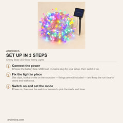 Cherry Bead LED Solar String Lights — how to set up
