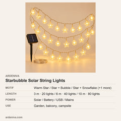 Starbubble LED Solar String Lights — specifications