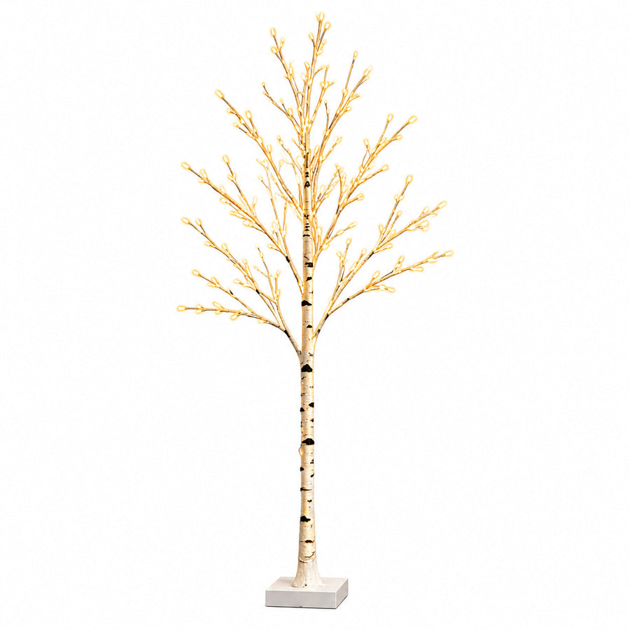 Winter Birch 5 FT LED Light Tree with Remote on a white background