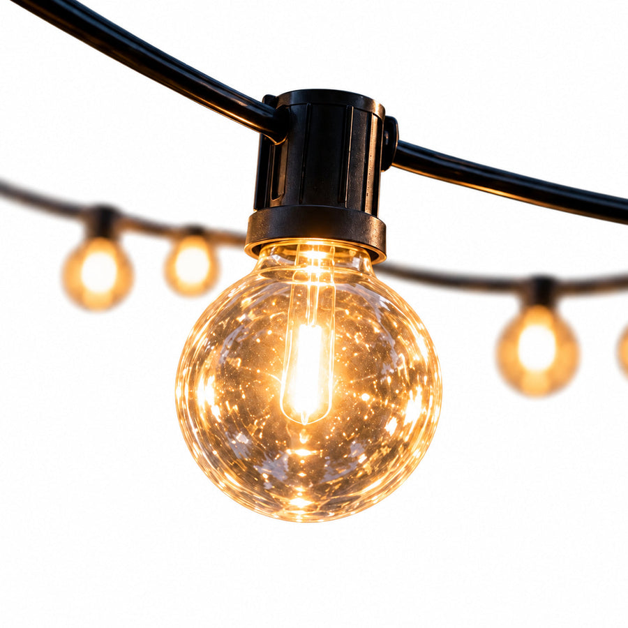Celeste Solar LED Glass Globe String Lights on a white background