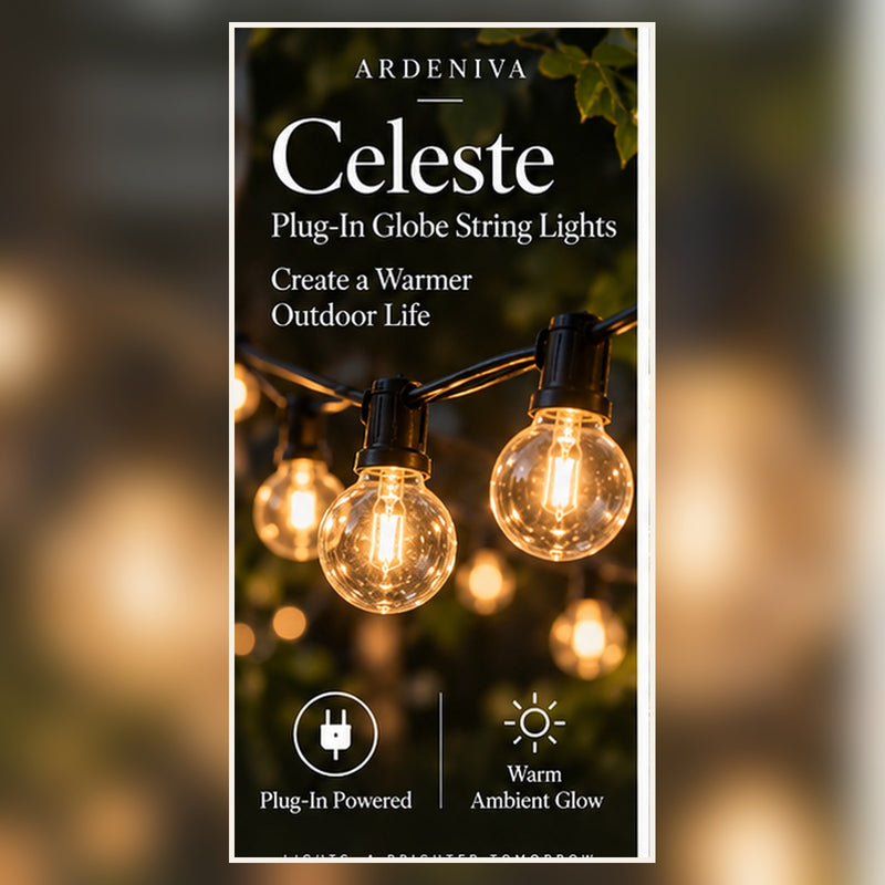 Celeste Plug-In Globe String Lights — warm globe lighting with outlet-powered operation
