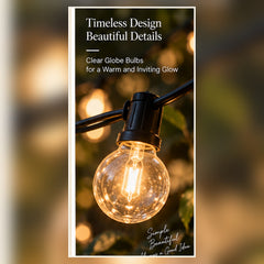 Close-up of Celeste Plug-In clear globe bulb and black cable