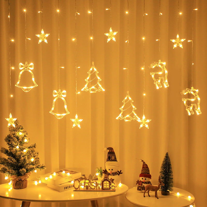 Warm White Christmas-motif curtain; supplier colour reference, power unit not shown