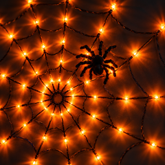 Cobweb Glow LED Halloween Net Lights — detail close-up