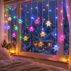 Snowdrift LED Snowflake Curtain Lights — lifestyle scene
