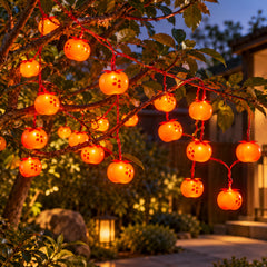 Solar LED Persimmon Lantern Lights, 10 m — lifestyle scene