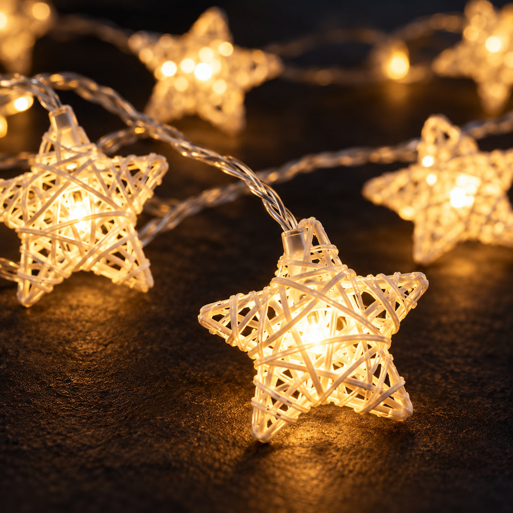 Rattan Star LED String Lights — main product view