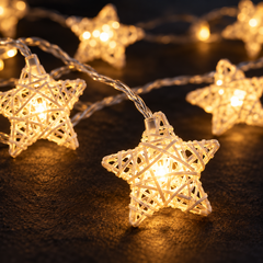 Rattan Star LED String Lights — main product view