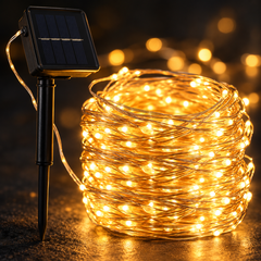 Solstice LED Copper Fairy Lights, Solar — detail close-up