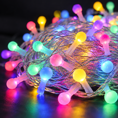 Cherry Bead LED Solar String Lights — detail close-up