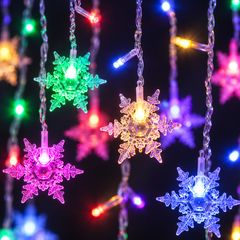 Snowdrift LED Snowflake Curtain Lights — detail close-up
