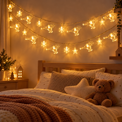 Reindeer Fairy LED Motif Lights — in situ at night