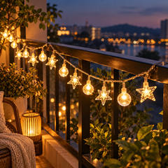 Starbubble LED Solar String Lights — in situ at night