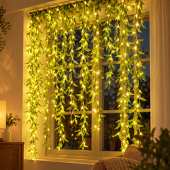 Willow Vine LED Curtain Lights — in situ at night