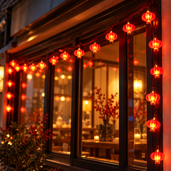 Lucky Knot LED Lantern Lights — in situ at night