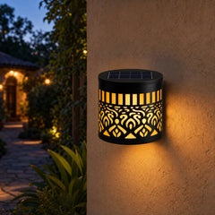 Solara Mandala Wall Light — garden wall lifestyle preview
